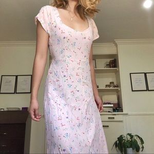 Cotton On Floral Pastel Pink Maxi Sweetheart Neckline Dress